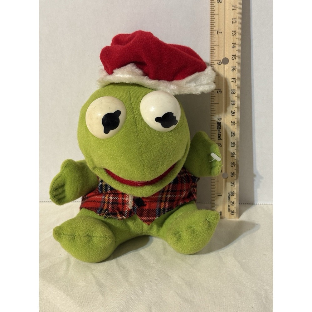 Vintage 1987 Baby Kermit the Frog Christmas Plush Jim Henson The Muppets